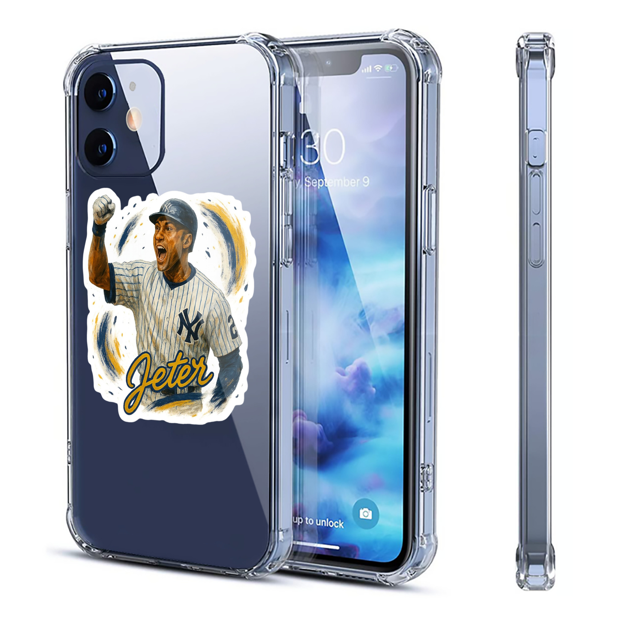 Derek Jeter 82 Clear IPhone 12 Case – Soft TPU With UV Print – Enhanced Drop Protection, Precise Fit, Anti-Fingerprint, Customizable Design, Scratch-Resistant, Yellow-Resistant